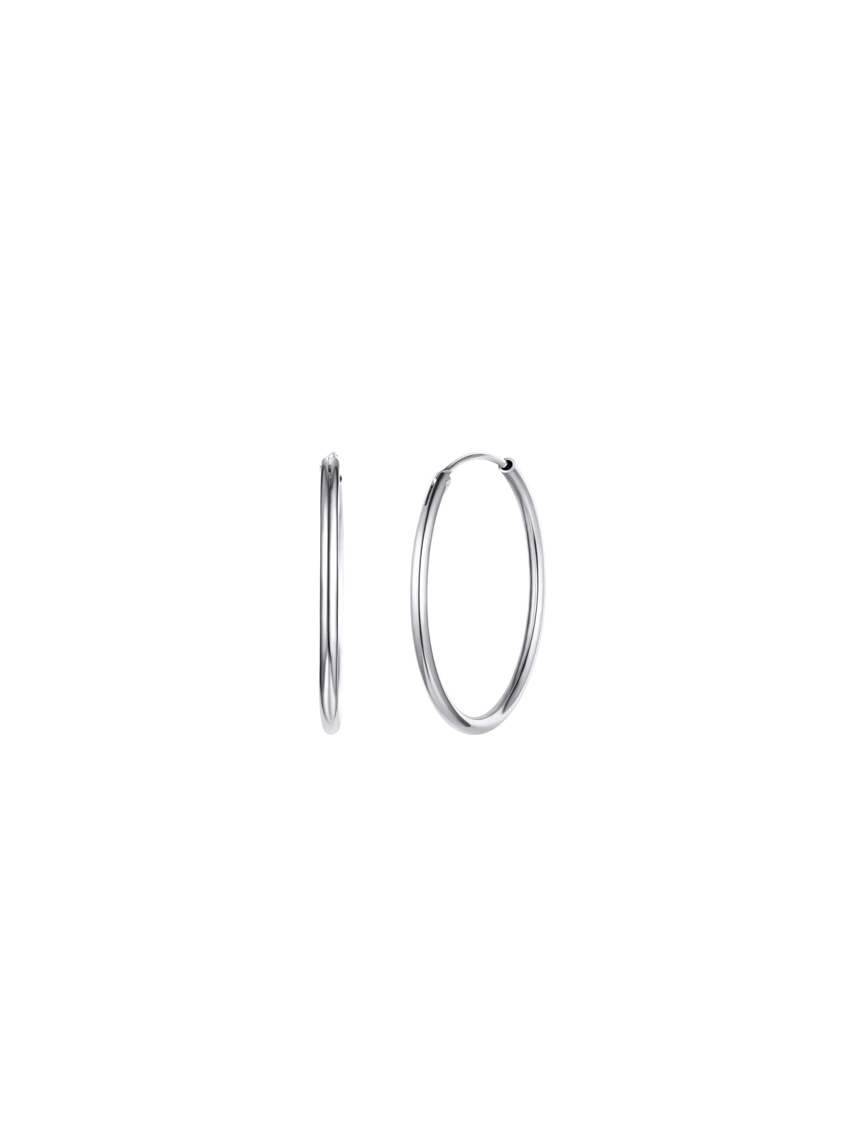 Aros de Plata Lisos 12 mm con Rodio