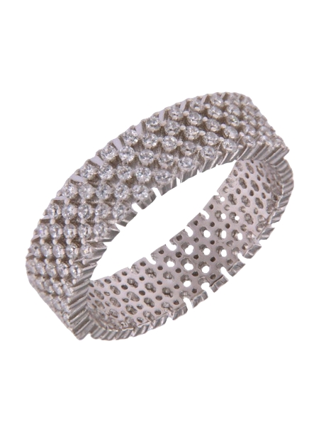 Anillo de plata 925 con circonitas diseño ancho joyería mayorista