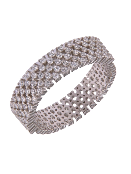 Anillo de plata 925 con circonitas diseño ancho joyería mayorista