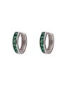 Aros de plata con circonitas color esmeralda talla baguette en Plata de Ley 925