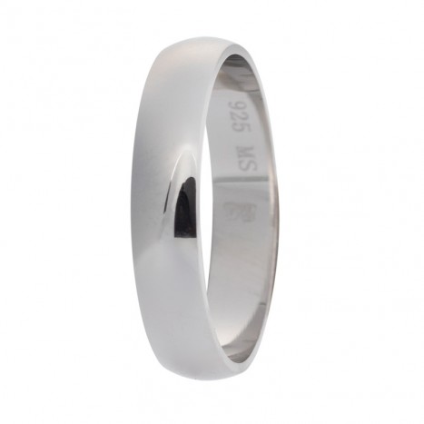 alianza de plata 925MM lisa brillante 4 mm sin confort