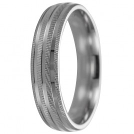 Alianza de plata con doble franja brillante y relieve lineal