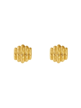 Pendientes de presión dorados relieve ondulado en Plata de Ley 925