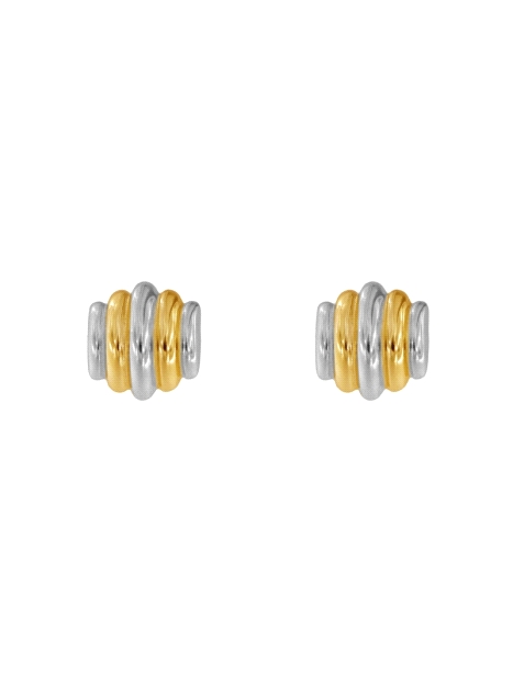 Pendientes de presión bicolor con relieve ondulado en Plata de Ley 925