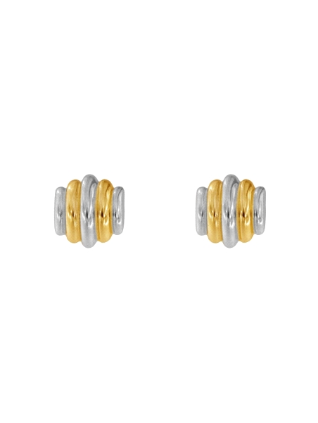 Pendientes de presión bicolor con relieve ondulado en Plata de Ley 925
