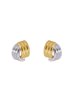 Pendientes de presión bicolor entrelazados en Plata de Ley 925