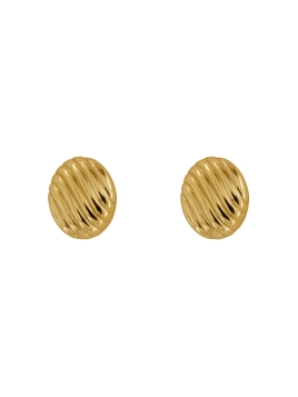 Pendientes de presión ovalados con relieve diagonal dorados en plata de ley 925