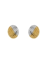 Pendientes de presión ovalados con relieve diagonal bicolor en plata de ley 925