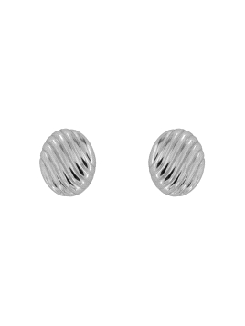 Pendientes de presión ovalados con relieve diagonal en plata de ley 925