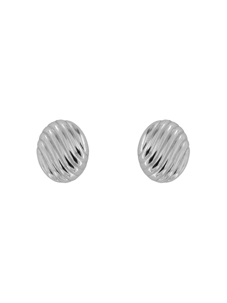 Pendientes de presión ovalados con relieve diagonal en plata de ley 925