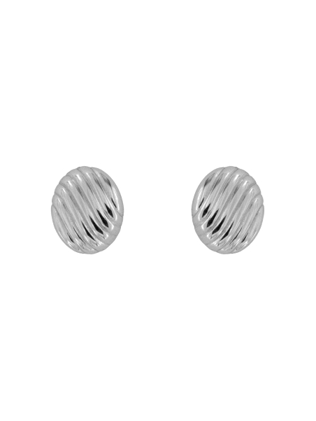 Pendientes de presión ovalados con relieve diagonal en plata de ley 925