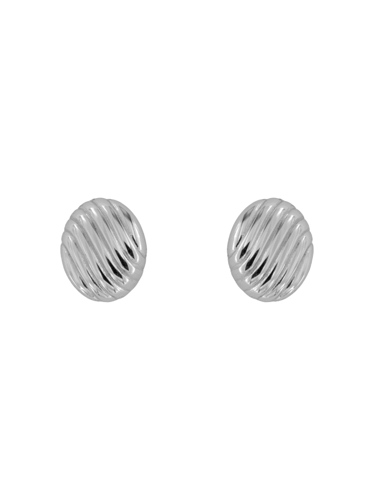 Pendientes de presión ovalados con relieve diagonal en plata de ley 925