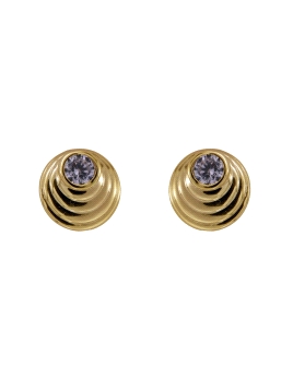 Pendientes de presión dorados espiral con circonita blanca en Plata de Ley 925