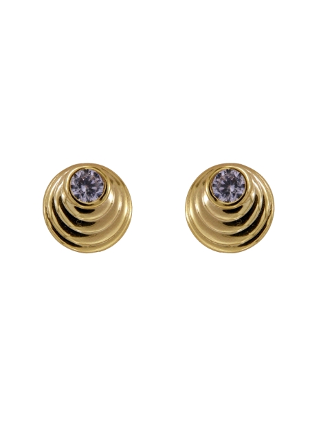 Pendientes de presión dorados espiral con circonita blanca en Plata de Ley 925