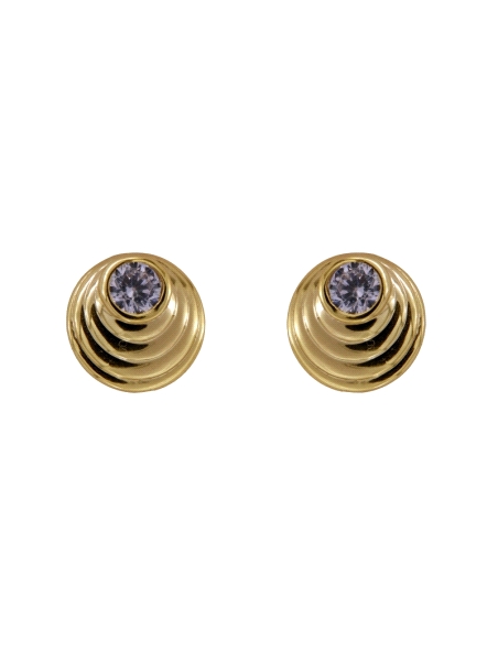 Pendientes de presión dorados espiral con circonita blanca en Plata de Ley 925
