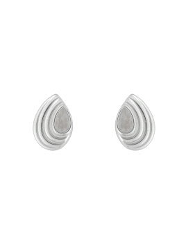 Pendientes de presión gota relieve con circonita central en Plata de Ley 925