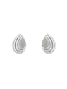 Pendientes de presión gota relieve con circonita central en Plata de Ley 925