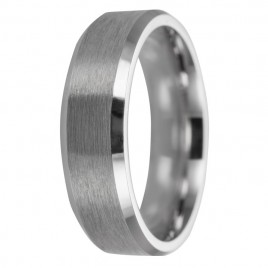 Alianza de plata mate con contorno brillante