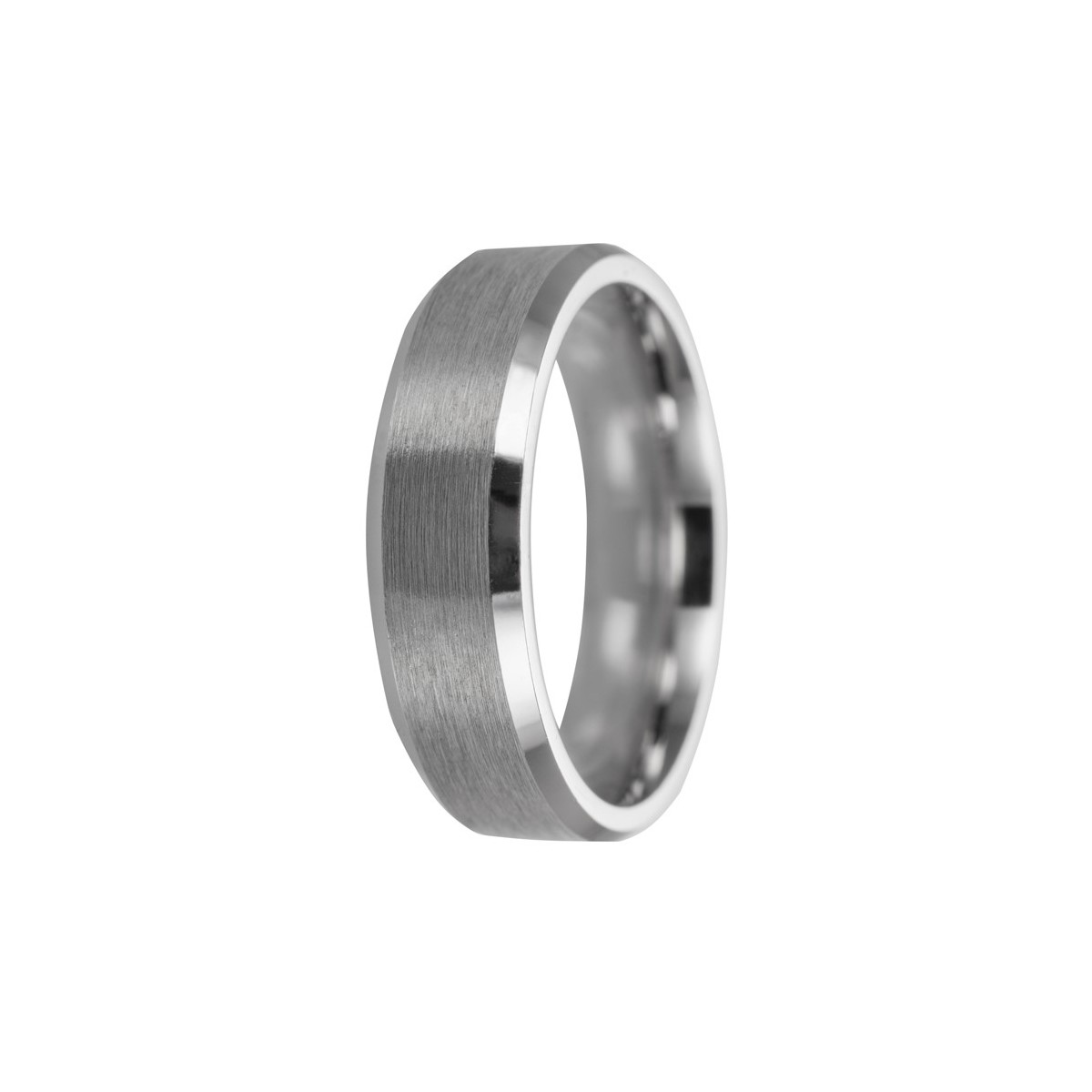 Alianza de plata mate con contorno brillante