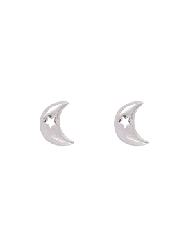 Pendientes de presión luna con estrella calada en Plata de Ley 925