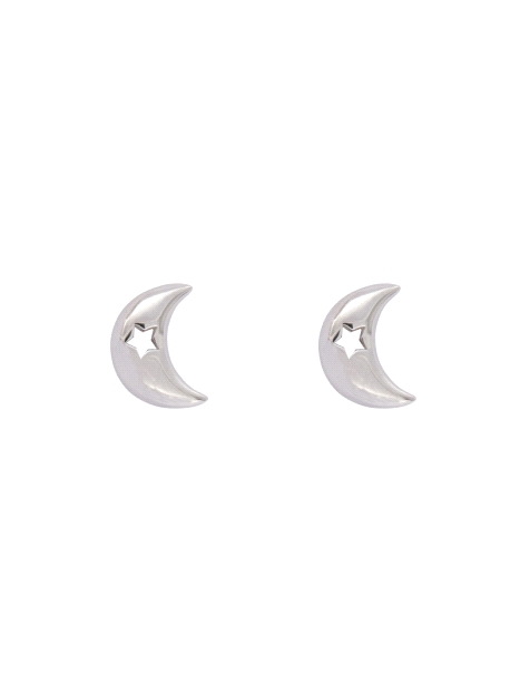 Pendientes de presión luna con estrella calada en Plata de Ley 925