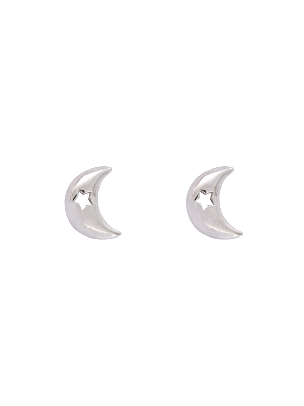 Pendientes de presión luna con estrella calada en Plata de Ley 925