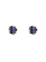 Pendientes de presión con circonita color amatista talla princesa en Plata de Ley 925