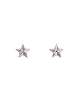 Pendientes de presión estrella lisa con relieve en Plata de Ley 925