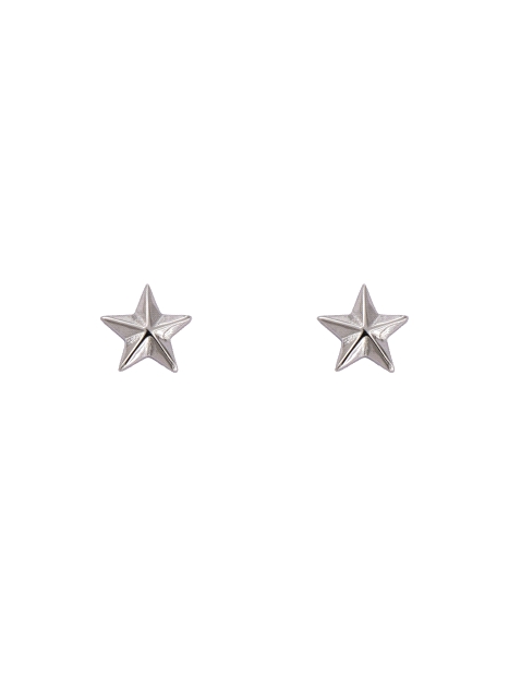 Pendientes de presión estrella lisa con relieve en Plata de Ley 925