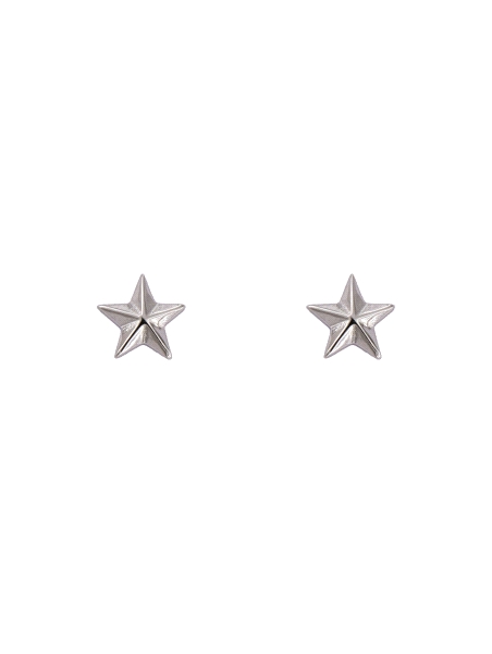 Pendientes de presión estrella lisa con relieve en Plata de Ley 925