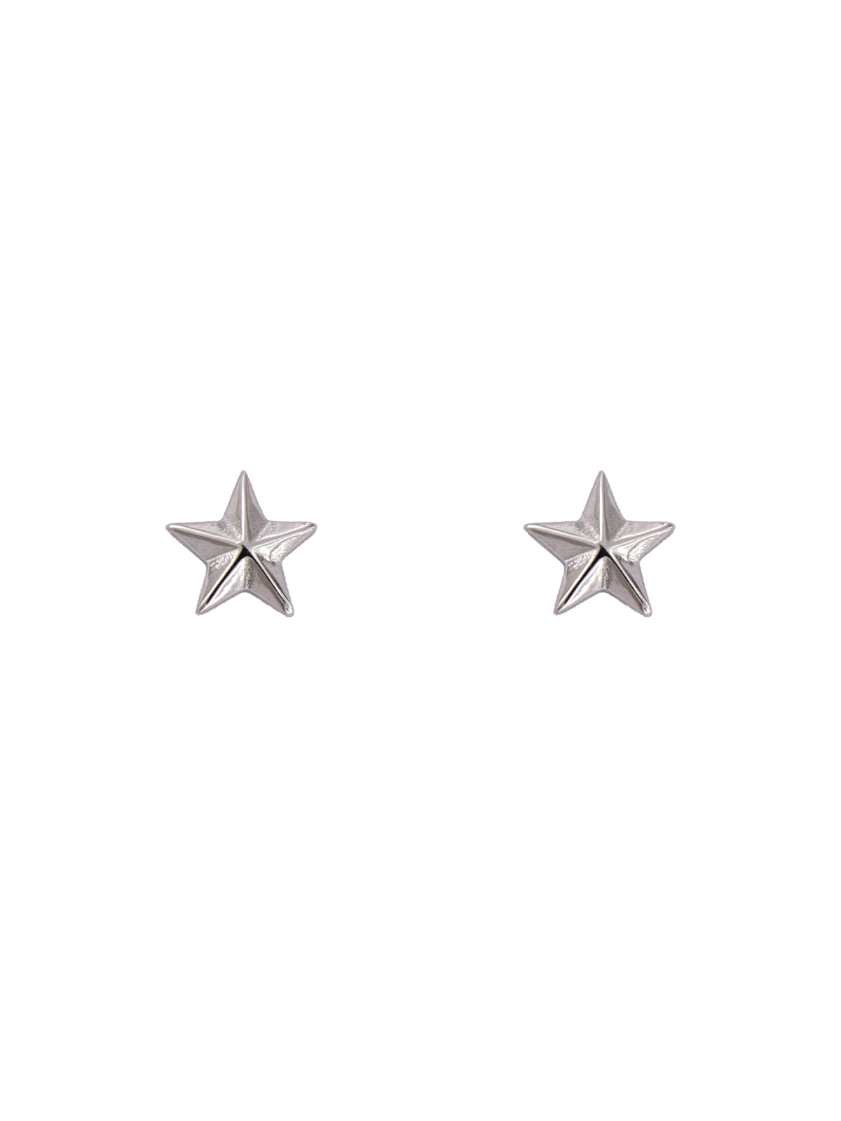 Pendientes de presión estrella lisa con relieve en Plata de Ley 925