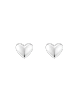 Pendientes de presión corazón liso abombado en Plata de Ley 925