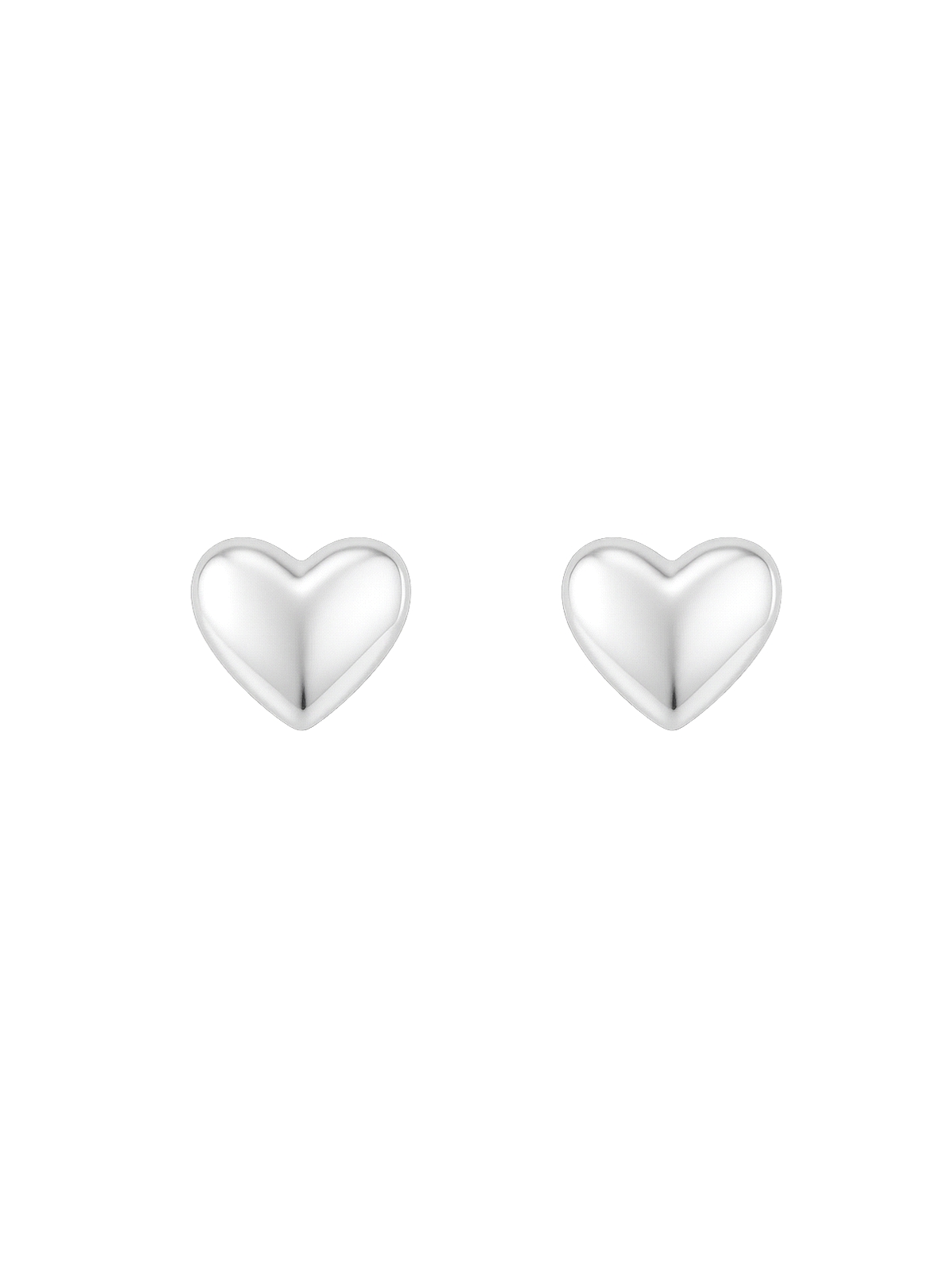 Pendientes de presión corazón liso abombado en Plata de Ley 925