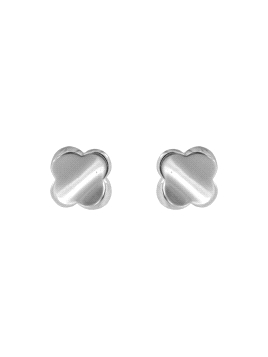 Pendientes de presión motivo floral redondeado en Plata de Ley 925