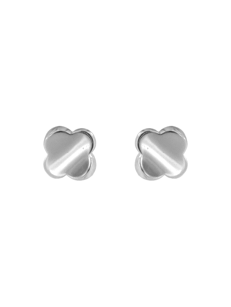 Pendientes de presión motivo floral redondeado en Plata de Ley 925