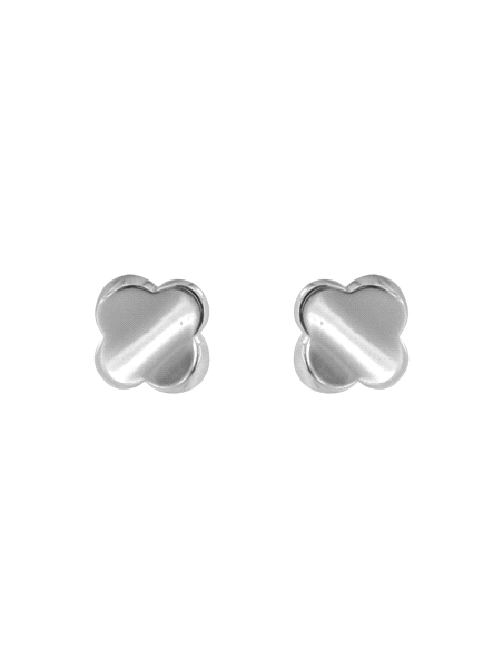 Pendientes de presión motivo floral redondeado en Plata de Ley 925