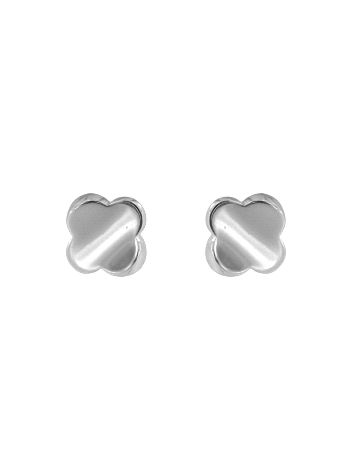 Pendientes de presión motivo floral redondeado en Plata de Ley 925