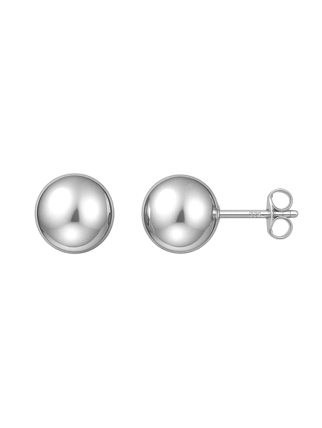Pendientes de presión bola lisa 8 mm en Plata de Ley 925