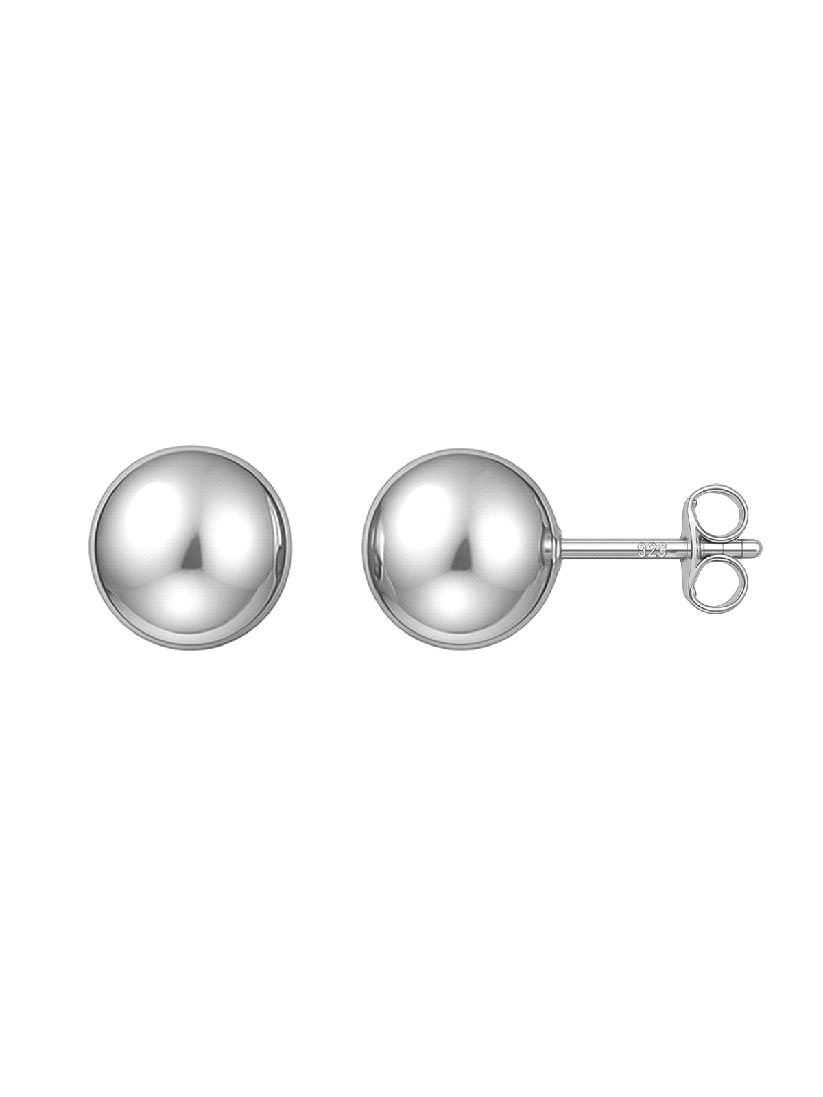 Pendientes de presión bola lisa 8 mm en Plata de Ley 925