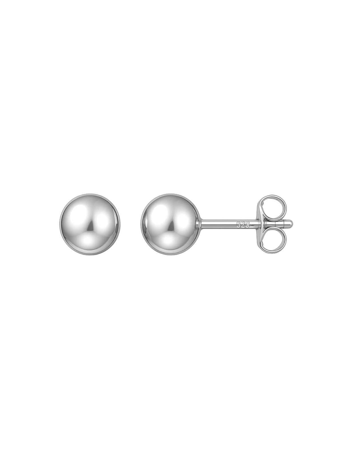 Pendientes de presión bola lisa 6 mm en Plata de Ley 925