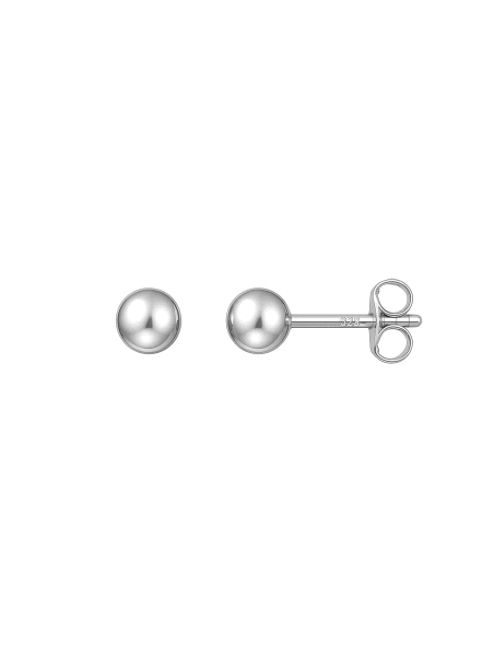 Pendientes de presión bola lisa 4 mm en Plata de Ley 925