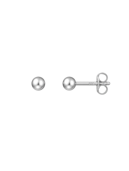 Pendientes de presión bola lisa 3 mm en Plata de Ley 925