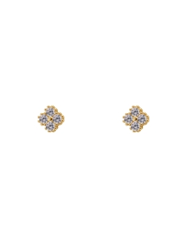 Pendientes de presión dorados flor con circonita blanca