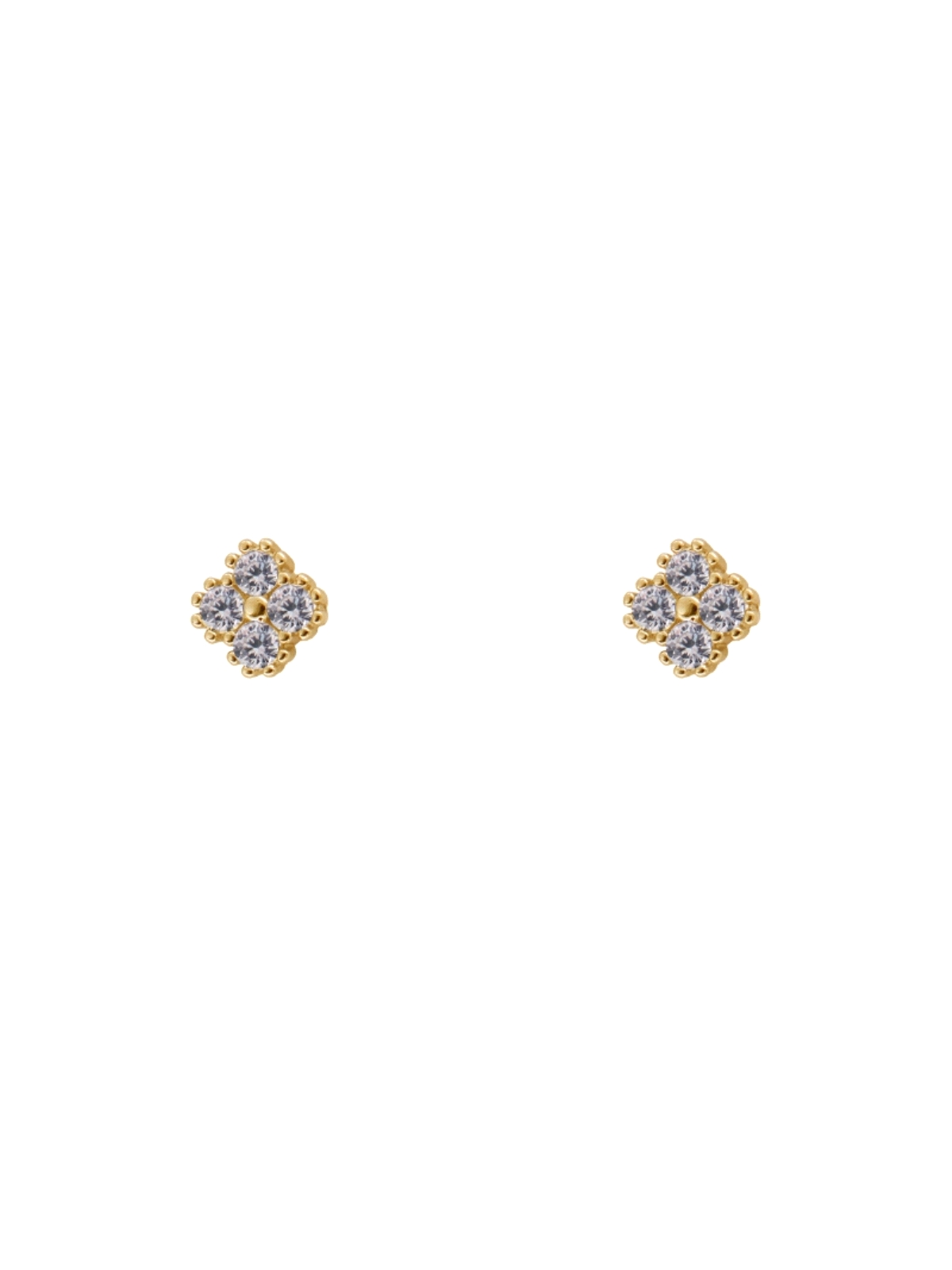 Pendientes de presión dorados flor con circonita blanca