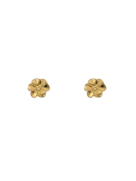 Pendientes de presión dorados flor de cinco pétalos en Plata de Ley 925