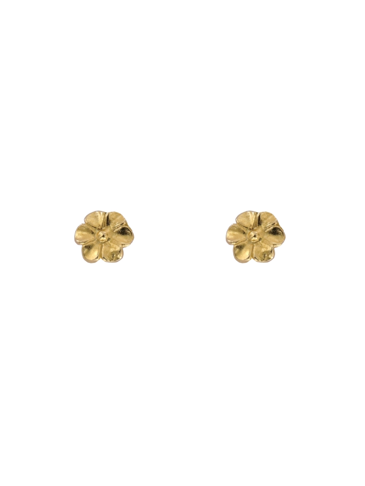 Pendientes de presión dorados flor de cinco pétalos en Plata de Ley 925