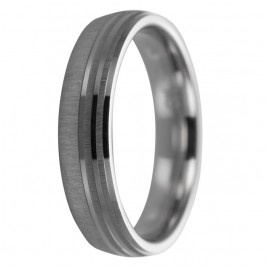 Alianza de plata con tres detalles lineales
