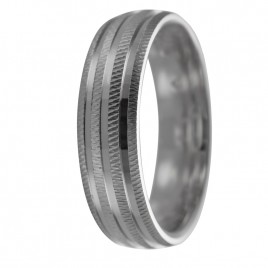 Alianza de plata con doble relieve y franjas brillantes
