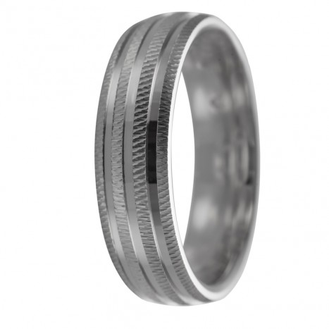 Alianza de plata con doble relieve y franjas brillantes