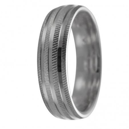 Alianza de plata con doble relieve y franjas brillantes